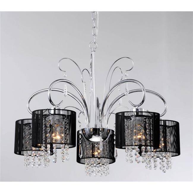 Aegean Black Shade 5-light Chrome Chandelier
