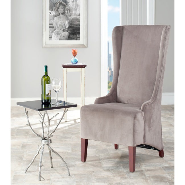 Safavieh Deco Bacall Velvet Dark Minky Grey Side Chair