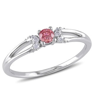 Miadora 10k White Gold 1/5ct TDW Pink and White Diamond Ring (G-H, I2 ...