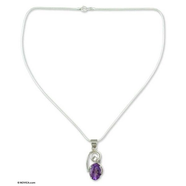 Natural Amethyst Gold Plated 925 Sterling Silver Flower Pendant w//18/" Necklace