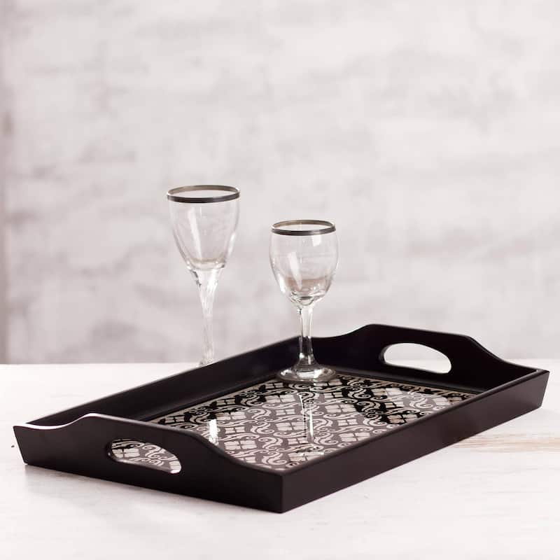 Handmade Floral Muse Painted Glass Tray (Peru)