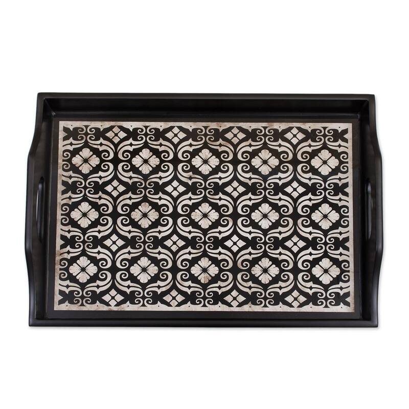 Handmade Floral Muse Painted Glass Tray (Peru)