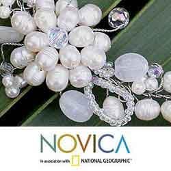 Sterling Silver 'Iridescent' Pearl Choker (3.5 6 mm) (Thailand) Novica Necklaces