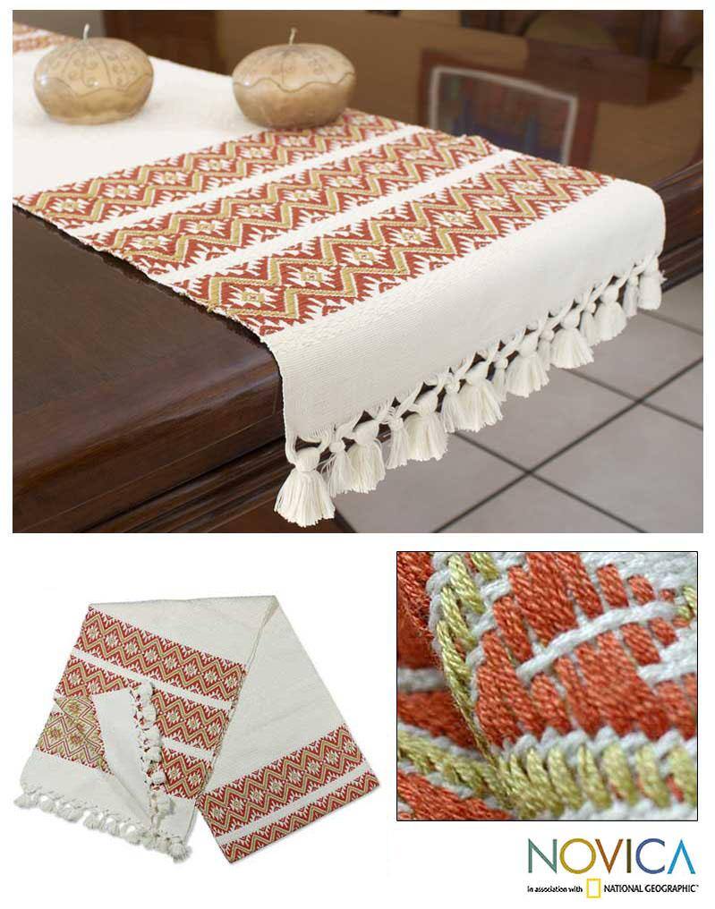Handmade Cotton 'Terracotta Stars' Table Runner (Guatemala)