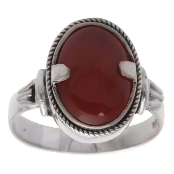 Handmade Sterling Silver Men's 'Dragon Eye' Carnelian Ring (Indonesia)