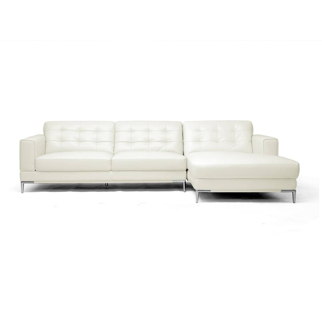 Babbitt Sleek Ivory Leather Modern Sectional Sofa