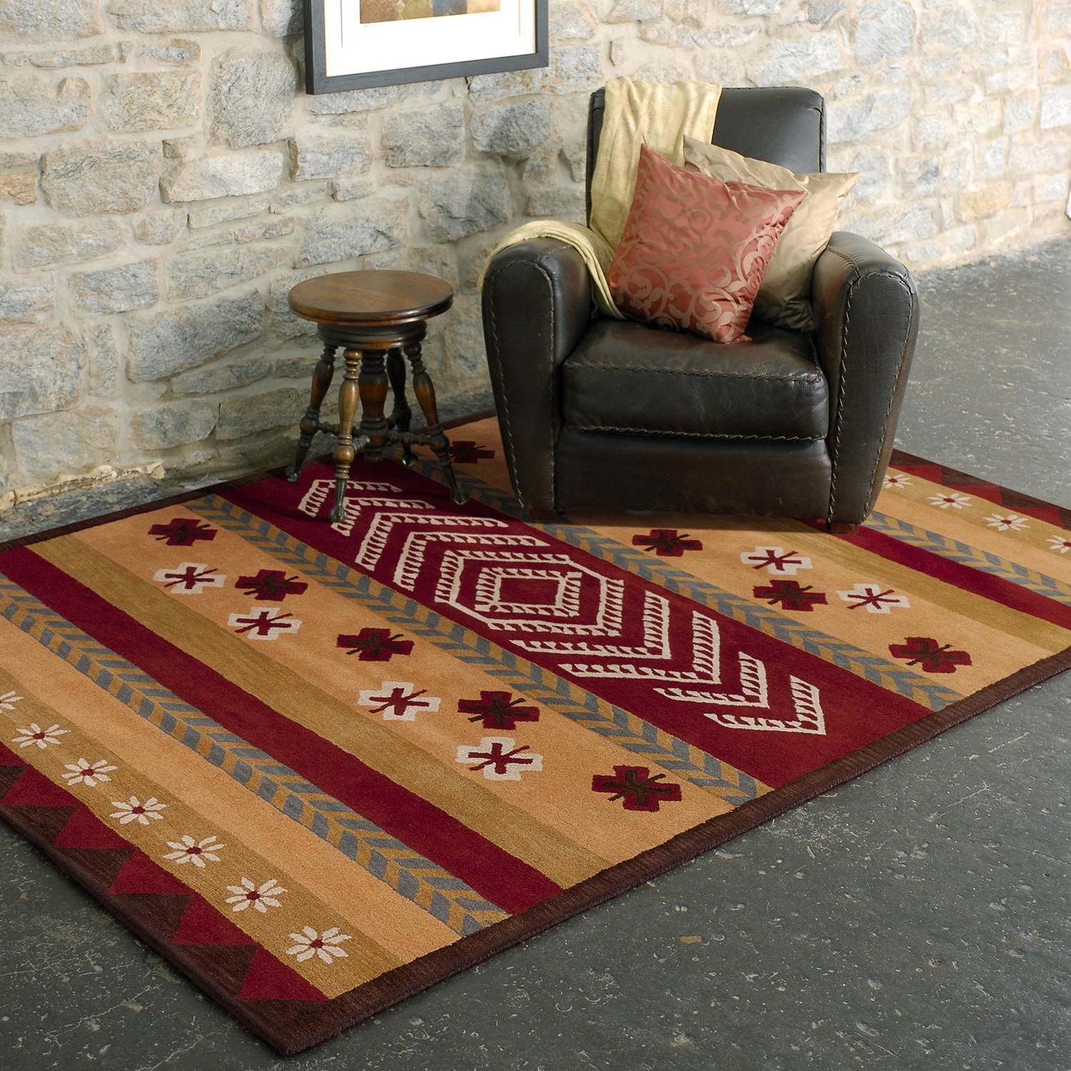 Hand tufted Parnell Red Southwestern Aztec Wool Area Rug (5 X 8)