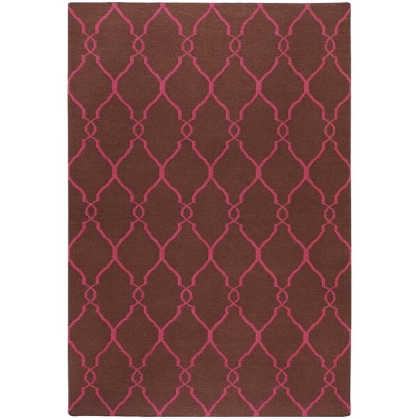 Hand-woven Bristol Pink Moroccan Trellis Flatweave Wool Area Rug - 5' x 8'