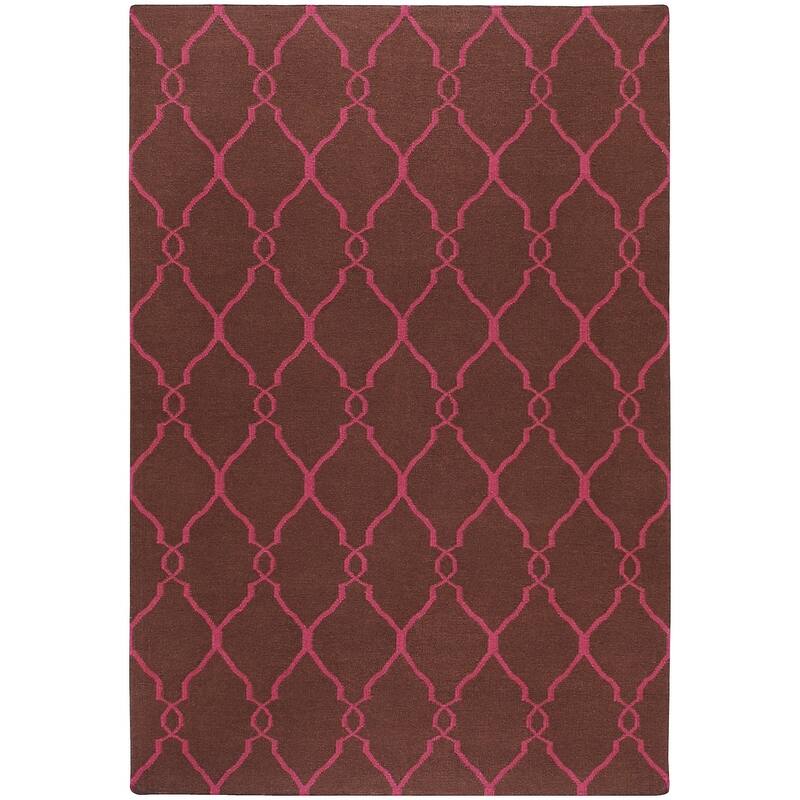 Hand-woven Bristol Pink Moroccan Trellis Flatweave Wool Area Rug - 5' x 8' - 5' x 8'