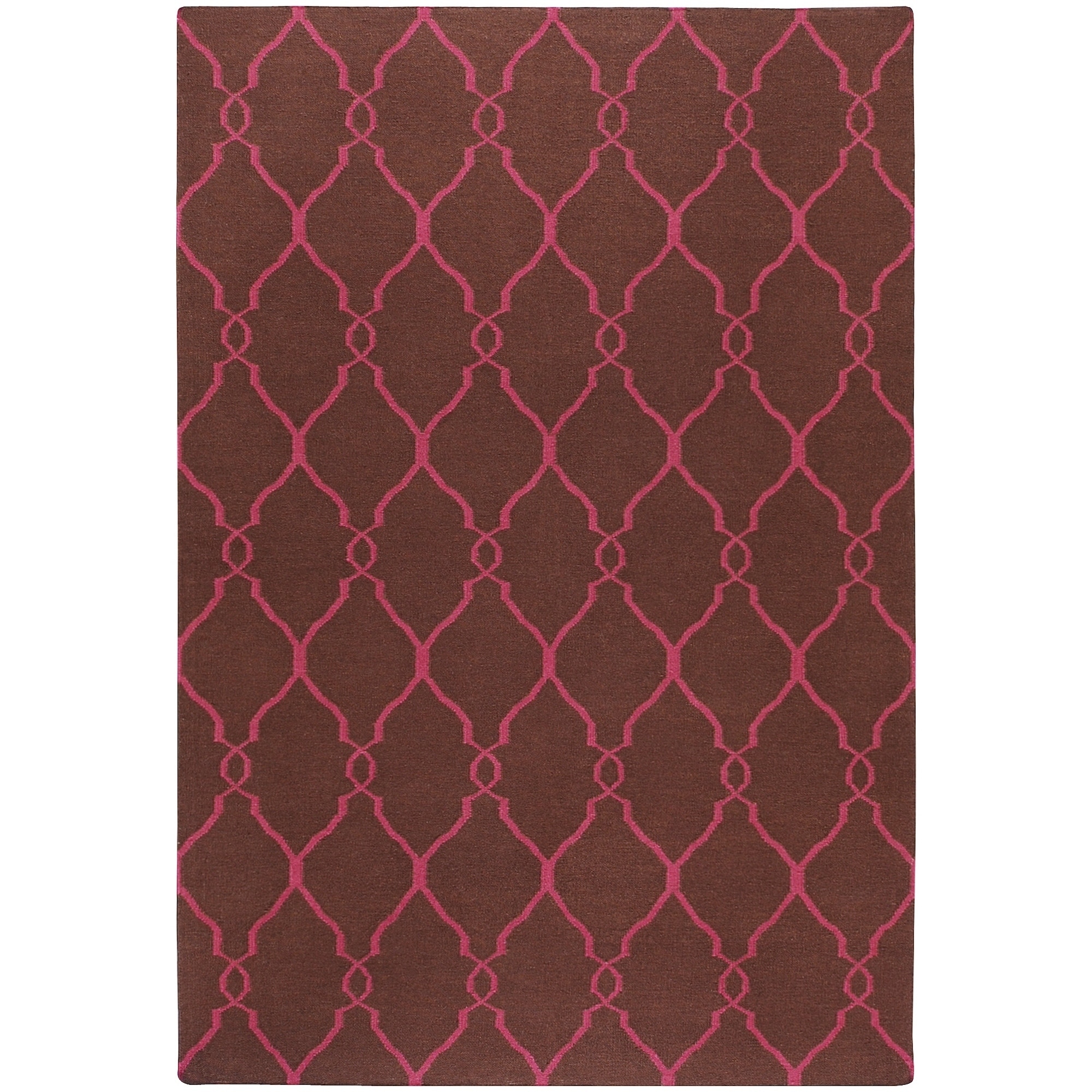 Hand woven Bristol Pink Moroccan Trellis Flatweave Wool Area Rug (5 X 8)