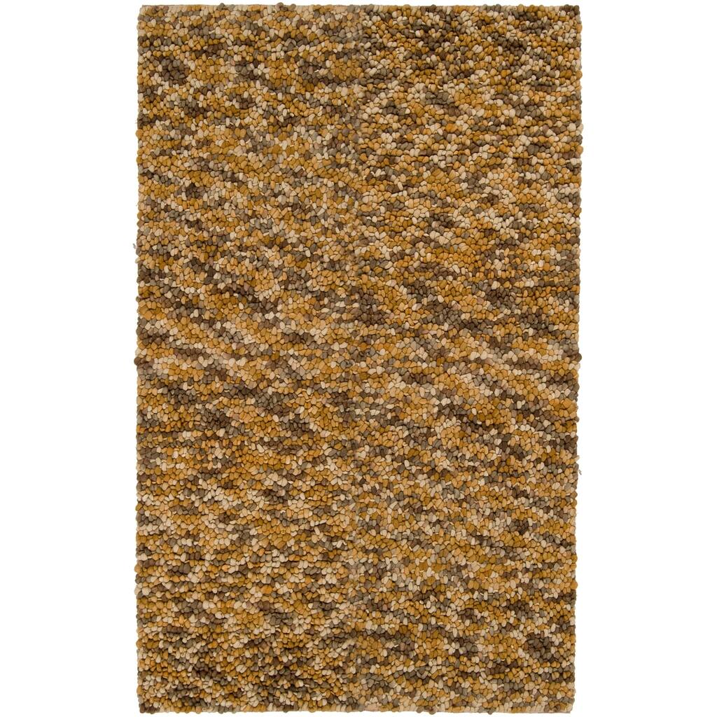 Hand-hooked Hayward Gold Wool Area Rug - 5' x 8' - 5' x 8'