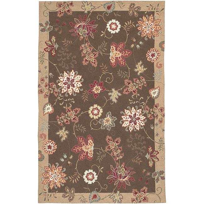 Hand hooked Walker Brown Wool Rug (36 X 56)