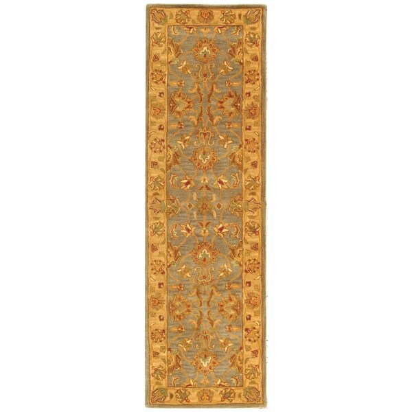 Safavieh Handmade Heritage Traditional Kerman Blue/ Beige Wool Runner (2'3 x 16')