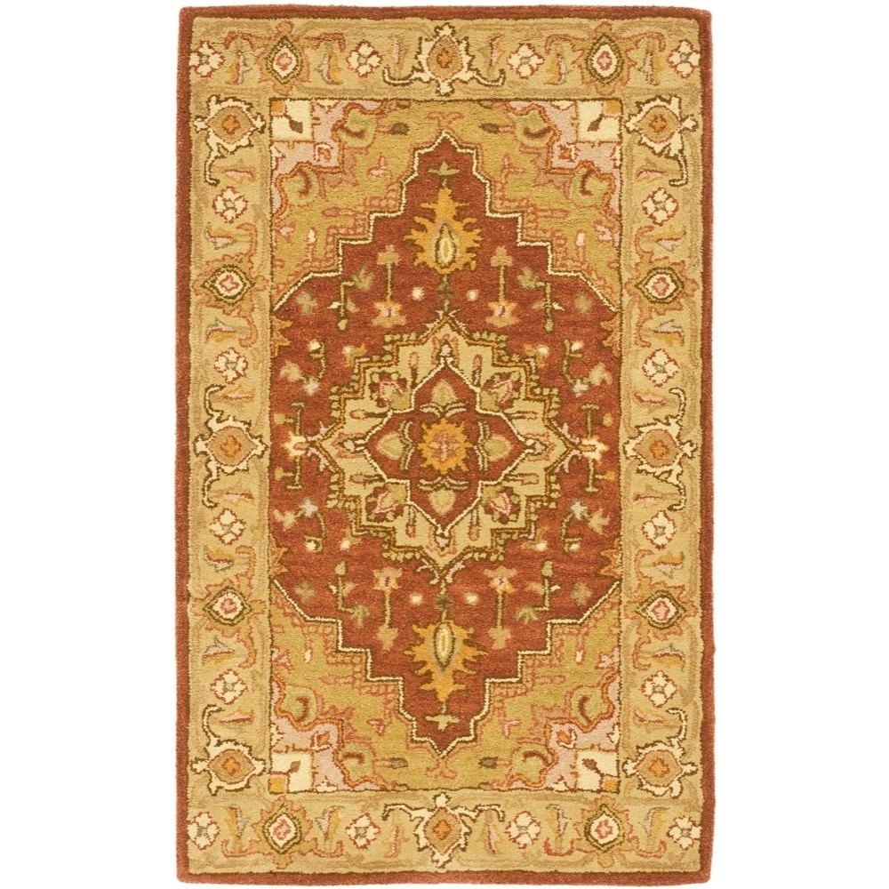 Handmade Heritage Medallion Rust/ Gold Wool Rug (2 X 3)