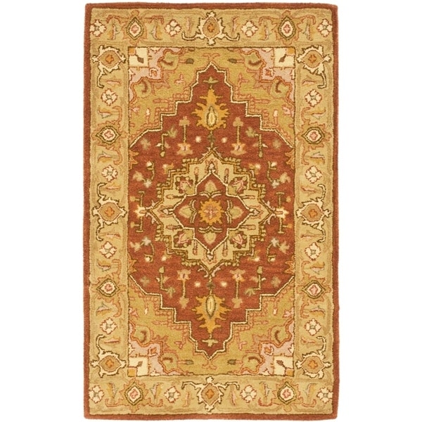 Safavieh Handmade Heritage Timeless Traditional Rust/ Gold Wool Rug - 3' x 5'