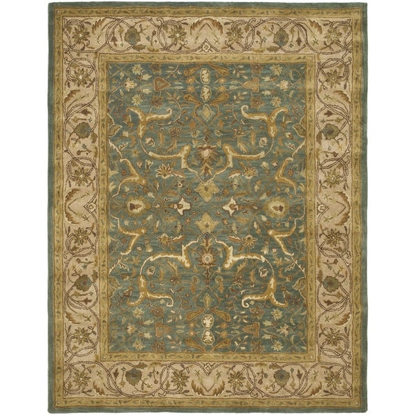 Safavieh Handmade Heritage Traditional Kashan Blue/ Beige Wool Rug - 9'6 x 13'6