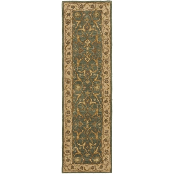 Safavieh Handmade Heritage Traditional Kashan Blue/ Beige Wool Runner Rug - 2'3 x 6'