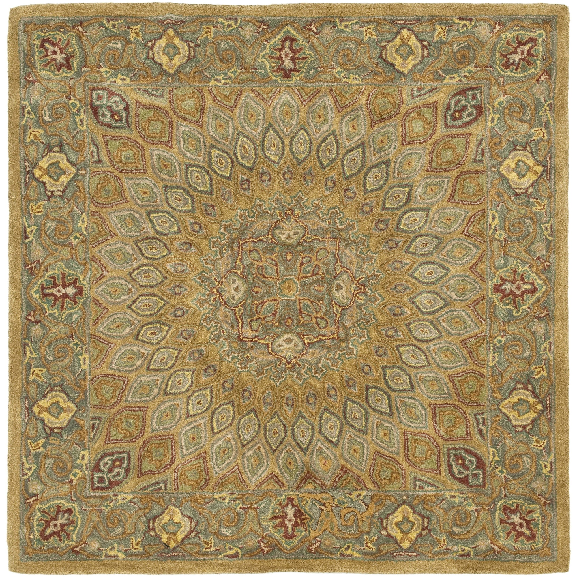 Handmade Medallion Light Brown/ Grey Wool Rug (6 Square)