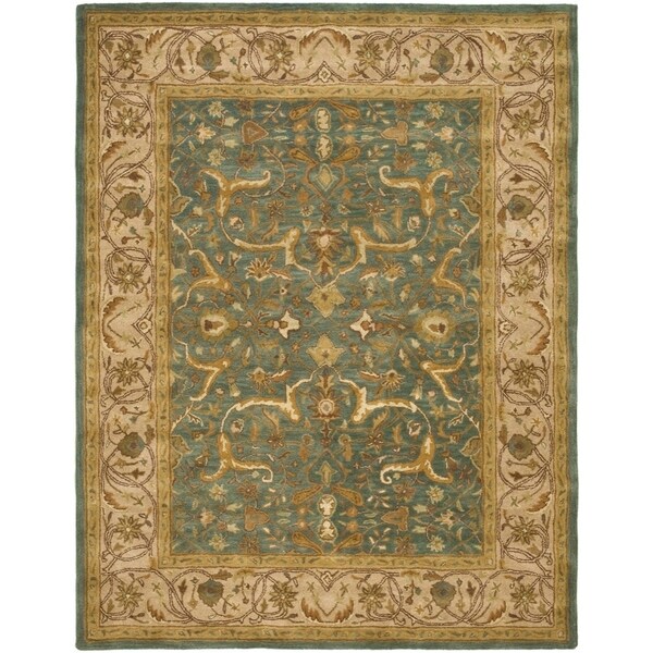 Safavieh Handmade Heritage Traditional Kashan Blue/ Beige Wool Rug - 8'3" x 11'