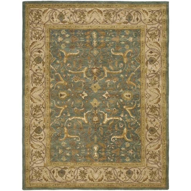 Safavieh Handmade Heritage Traditional Kashan Blue/ Beige Wool Rug - 7'6 x 9'6