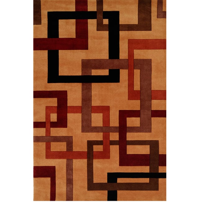 Hand tufted Premier Gold Grid Rug (5 X 8)