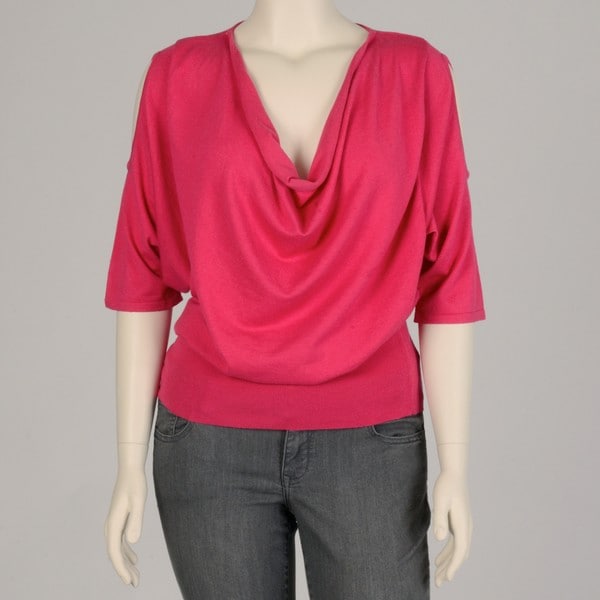 Womens Plus Size Raspberry Drape Neck Knit Top - Overstock™ Shopping ...