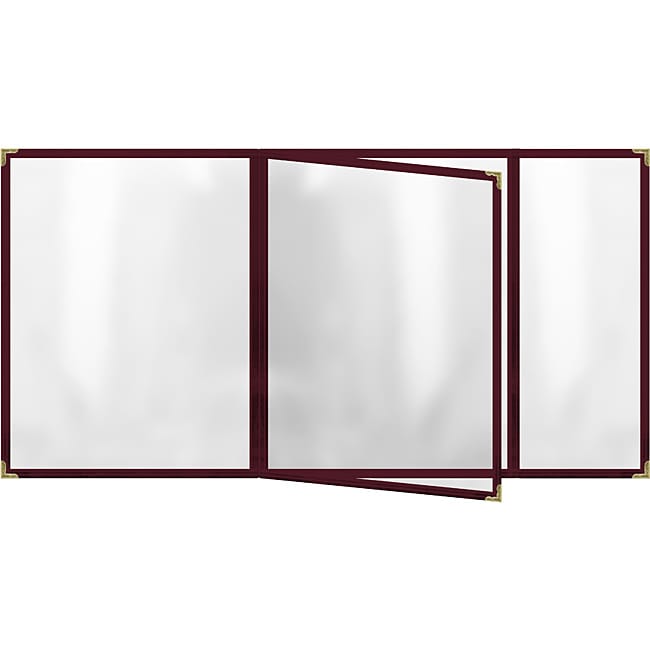Four Pocket Booklet with Maroon Sewn Edge Menu Covers (Pack of 24)