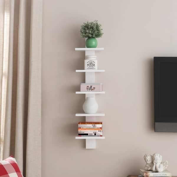 Shop Spine Wall White Book Shelves Overstock 6014648