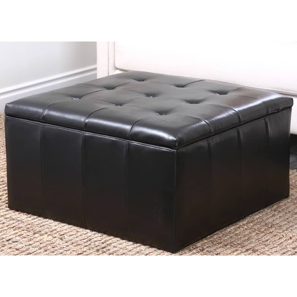 Abbyson Broadway Bonded Leather Storage Cocktail Ottoman