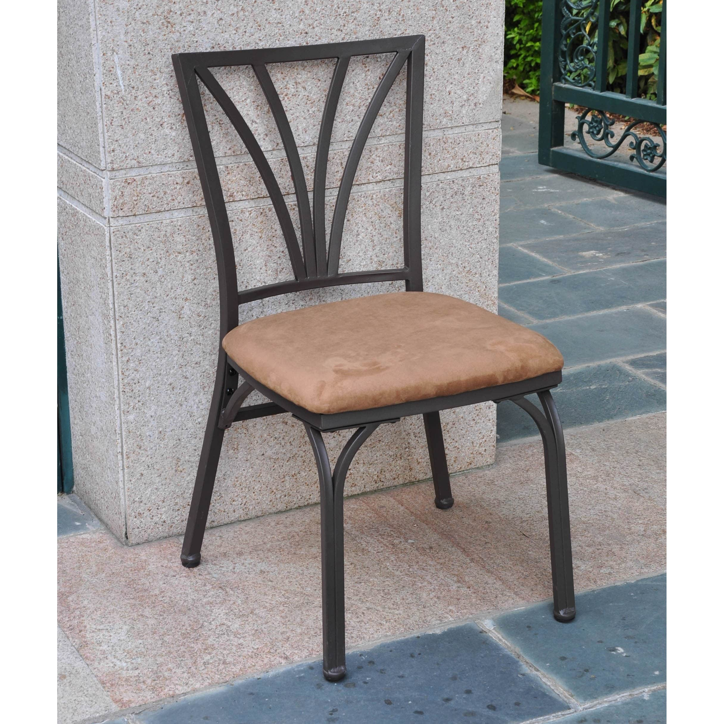 International Caravan Santa Fe Iron Dining Chairs With Micro Suede Upholstered Seat (set Of 2)