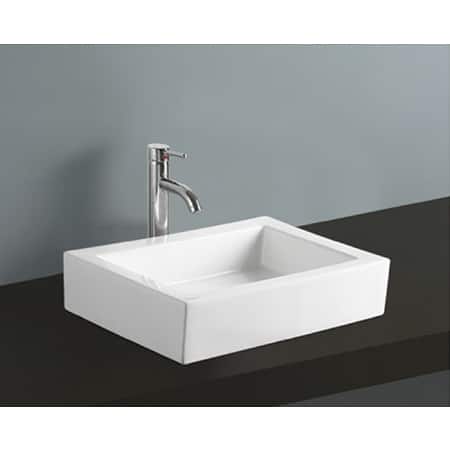 White Vitreous China 18-inch Vessel Bathroom Sink