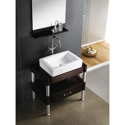 White Vitreous China 18-inch Vessel Bathroom Sink