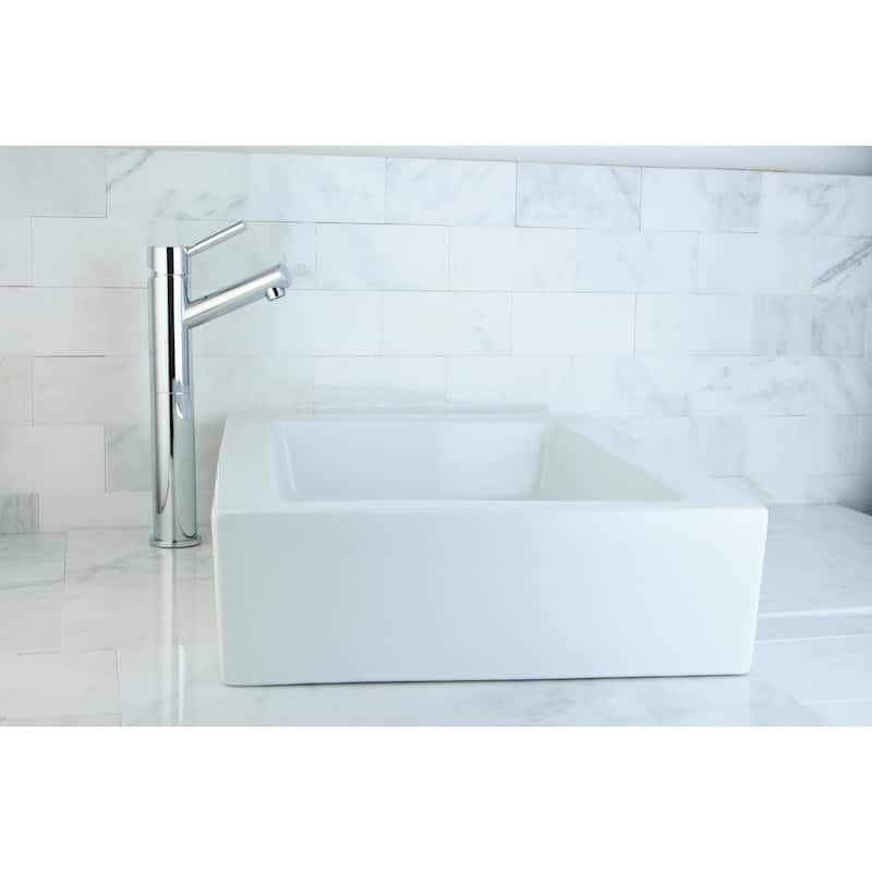 White Vitreous China 18-inch Vessel Bathroom Sink