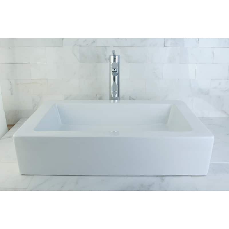 White Vitreous China 18-inch Vessel Bathroom Sink