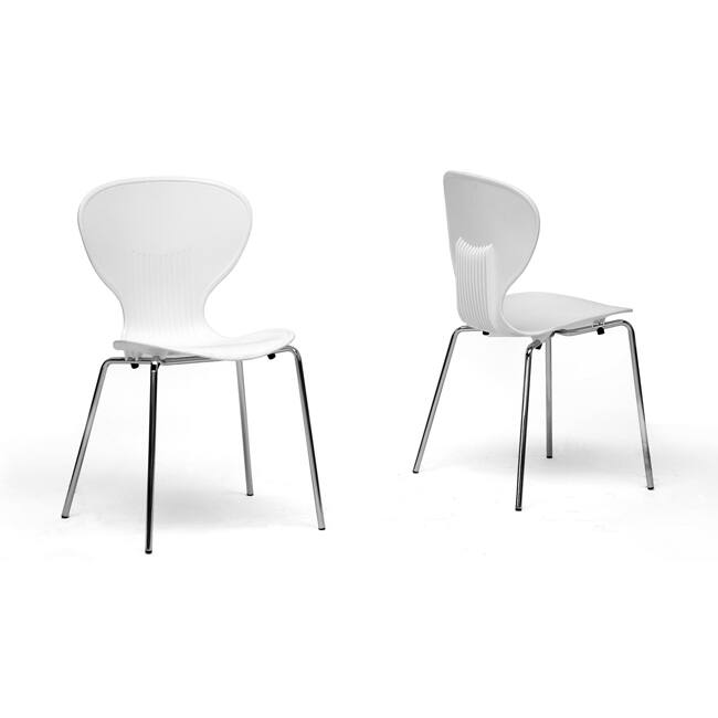 Boujan White Plastic Modern Dining Chair (Set of 2)