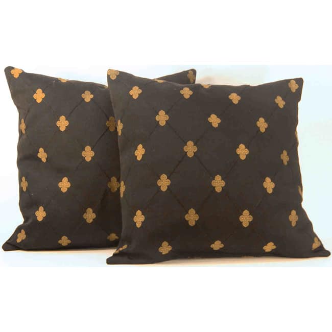 Rashida Black/Gold Medallion Throw Pillows (Set of 2)