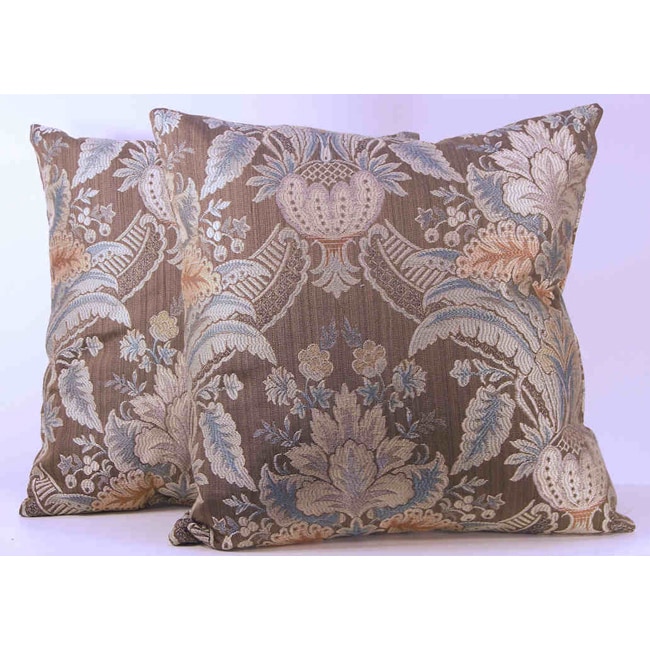 Rutherford Mocha Floral Throw Pillows (Set of 2)