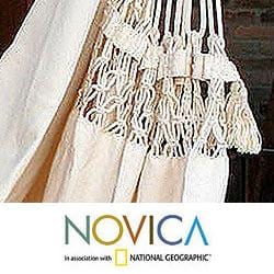 Handcrafted Cotton 'Life's a Balance' Hammock Swing (Brazil) Novica Hammocks/Swings