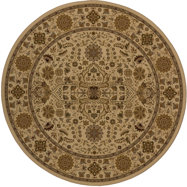 Power loomed Kerman Ivory Rug (710 Round)