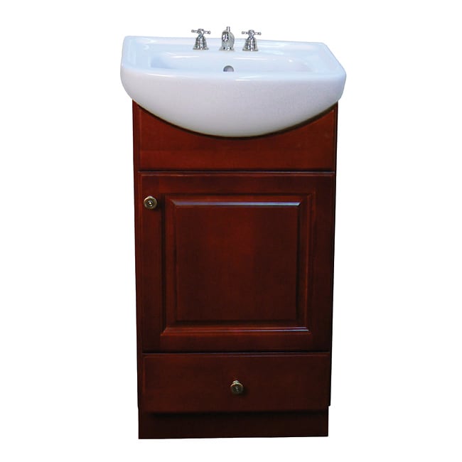 Petite 18 inch Wood Dark Cherry Bathroom Vanity