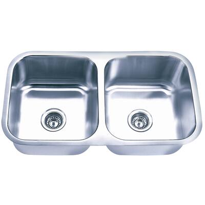 Fine Fixtures Undermount Stainless Steel Equal Double Bowl