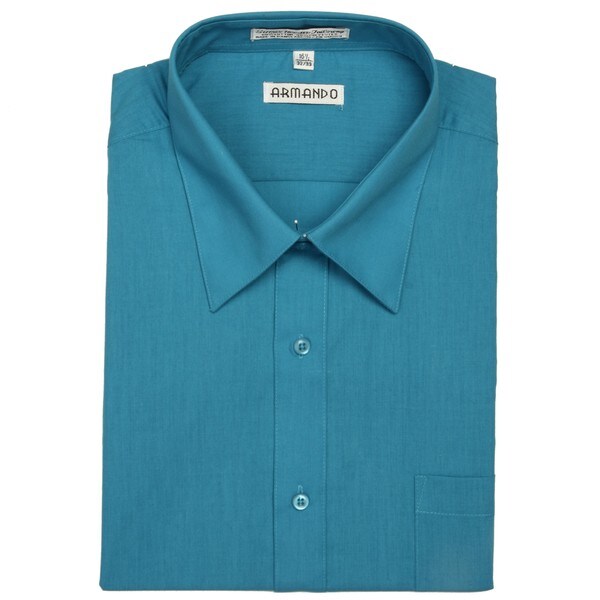 Armando Men's Turquoise Convertible Cuff Dress Shirt - Free Shipping On ...