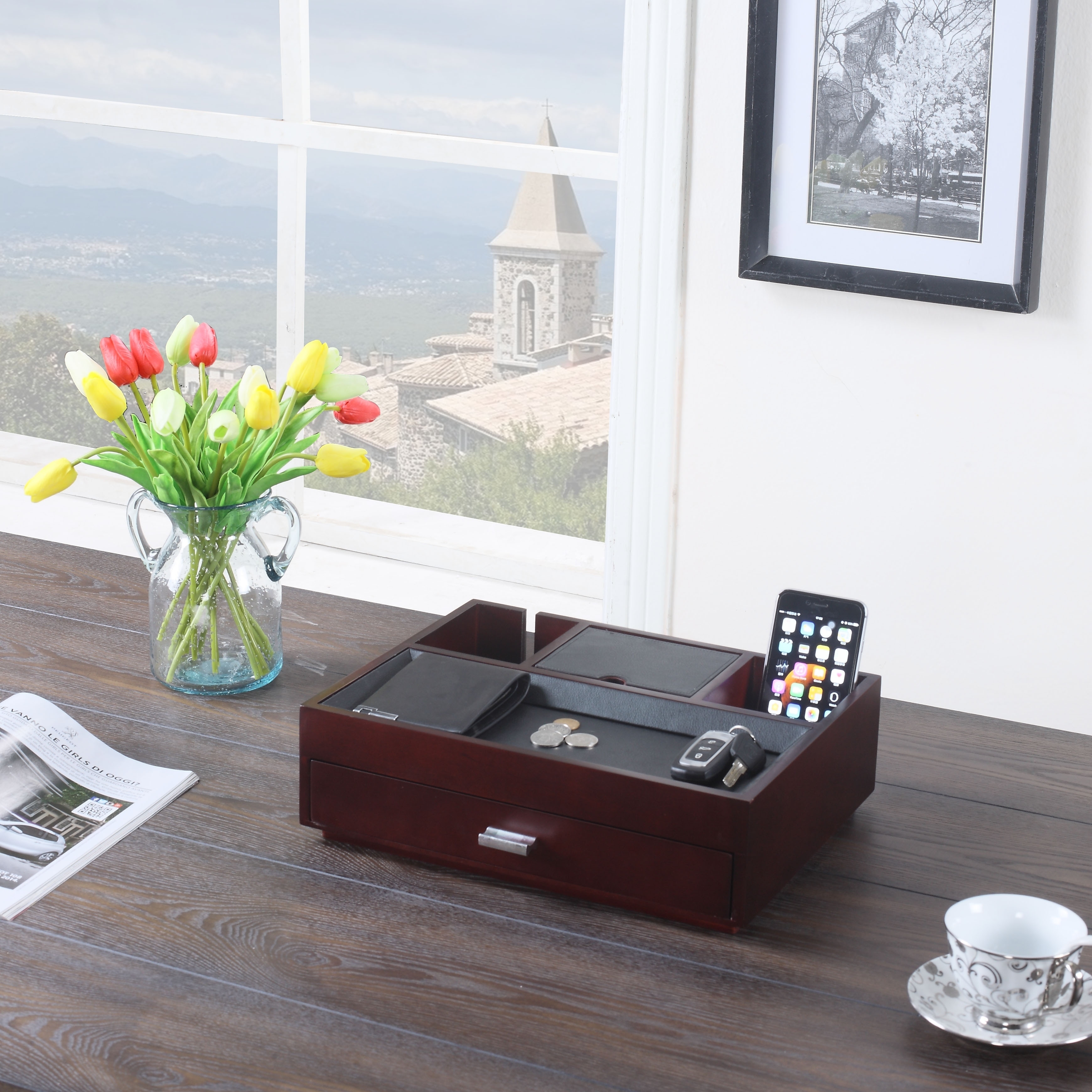 Monarch Rich Mahogany Dresser Valet Black Ebay