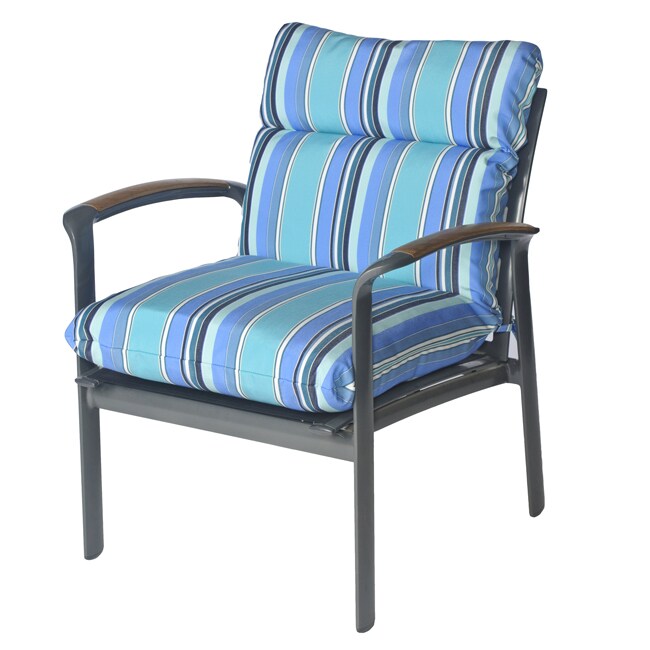 Satra Outdoor Club Chair Cushion in Multi Stripe Blue and ...