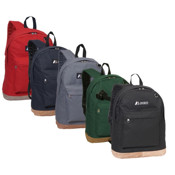 Everest 17-inch Vintage Two-tone Suede Bottom Lightweight Backpack - Black/Green/Red