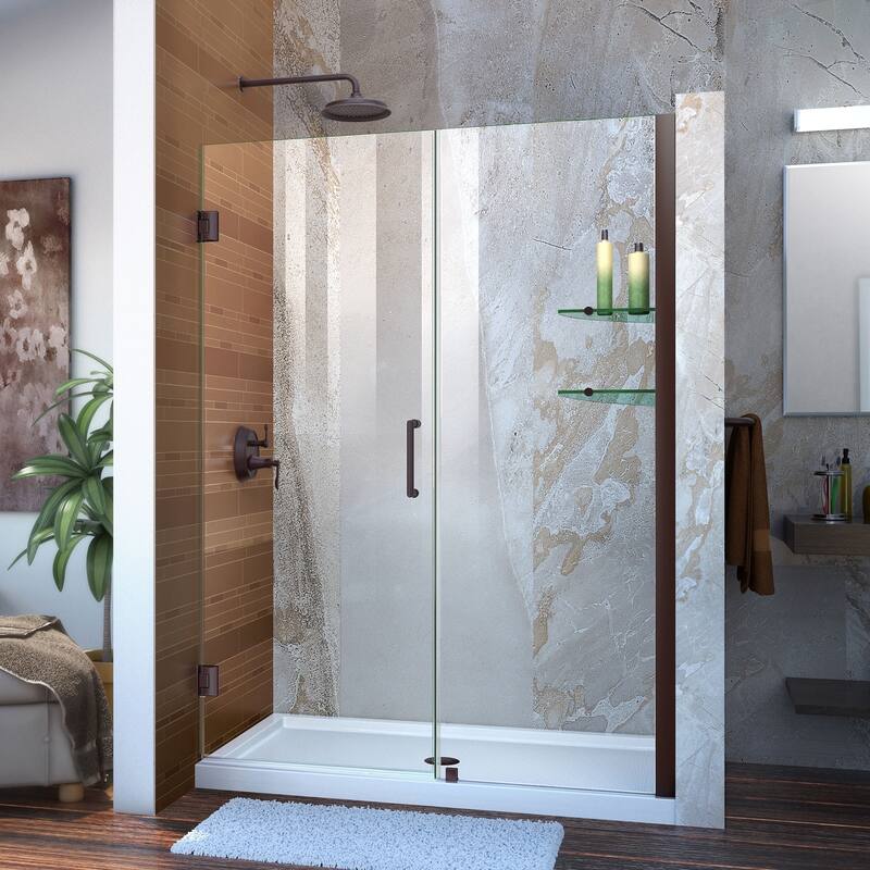 DreamLine Unidoor 47-48 in. W x 72 in. H Frameless Hinged Shower Door with Shelves - 47" - 48" W - 47" - 48" W