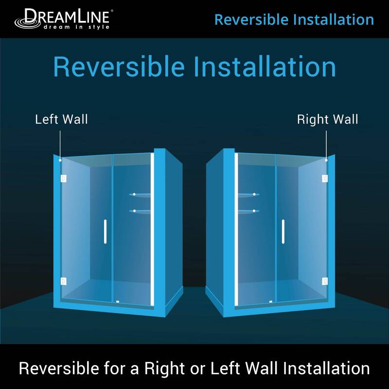 DreamLine Unidoor 47-48 in. W x 72 in. H Frameless Hinged Shower Door with Shelves - 47" - 48" W - 47" - 48" W