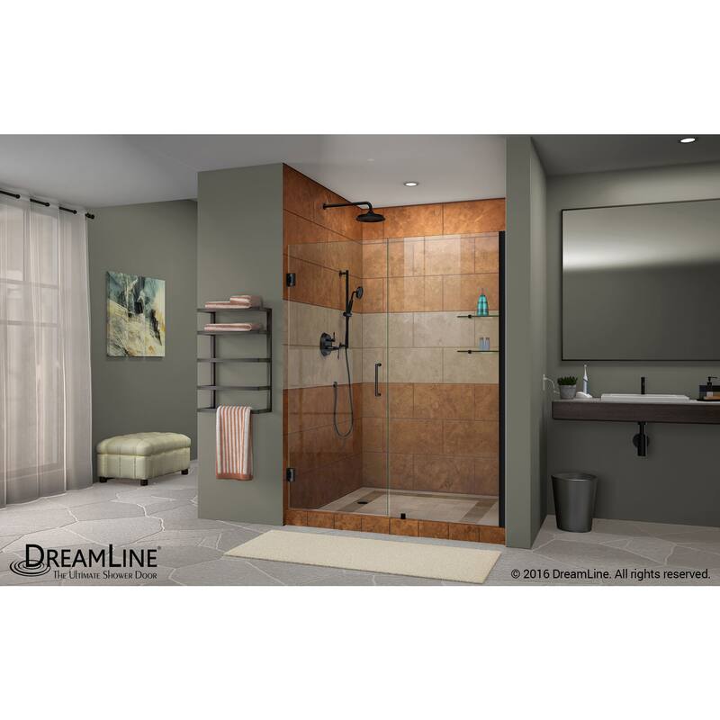 DreamLine Unidoor 47-48 in. W x 72 in. H Frameless Hinged Shower Door with Shelves - 47" - 48" W - 47" - 48" W