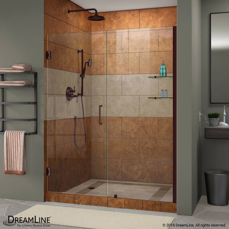 DreamLine Unidoor 47-48 in. W x 72 in. H Frameless Hinged Shower Door with Shelves - 47" - 48" W - 47" - 48" W
