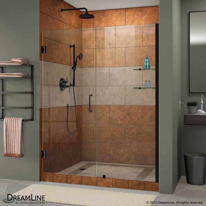 DreamLine Unidoor 47-48 in. W x 72 in. H Frameless Hinged Shower Door with Shelves - 47" - 48" W - 47" - 48" W